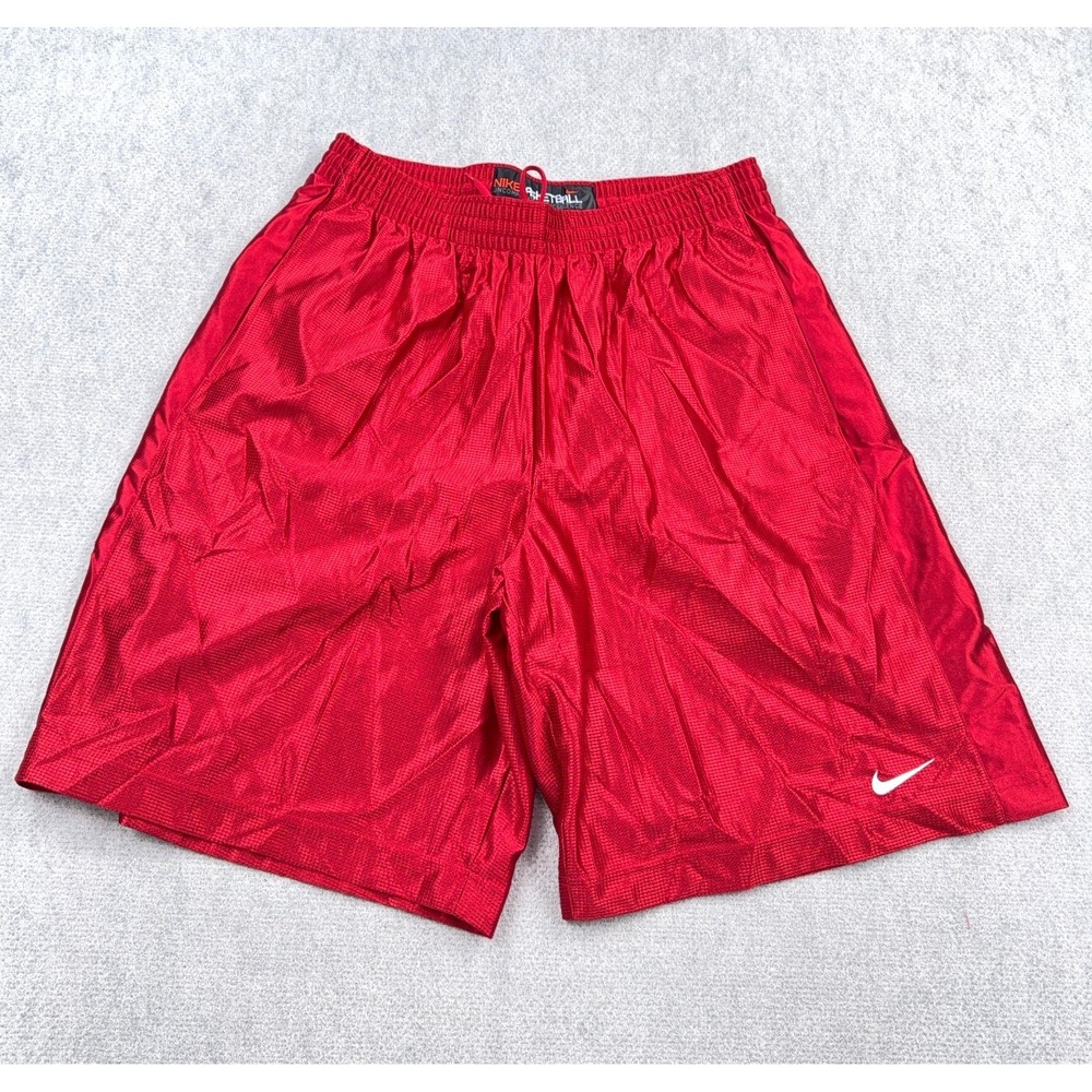 Vintage Y2K Nike Basketball Shorts Men XL Red Shinny Dazzle Baggy Jock Gym